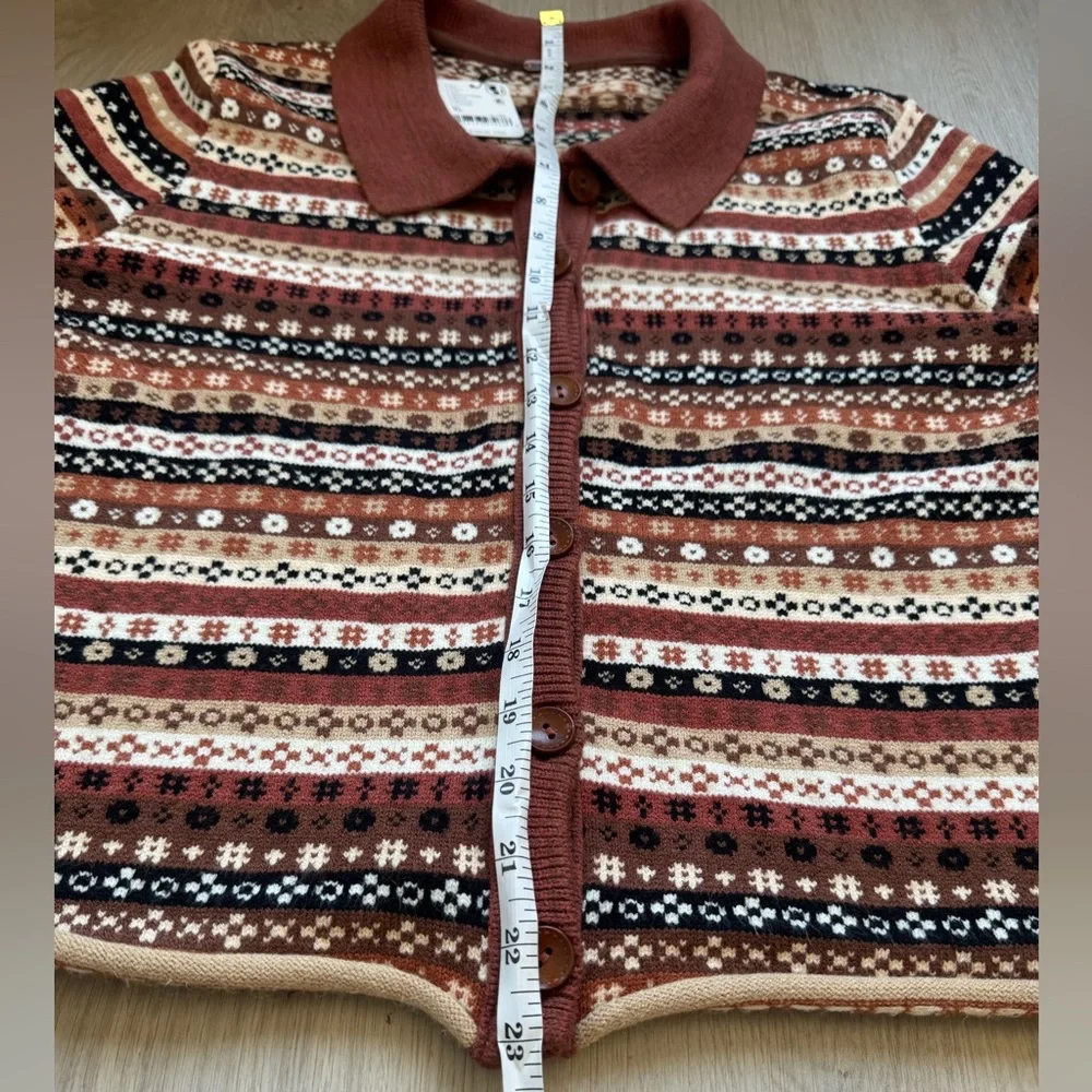 NWT FREE PEOPLE Oak and Pine Brown Black Women's Cardigan Sweater Size XL